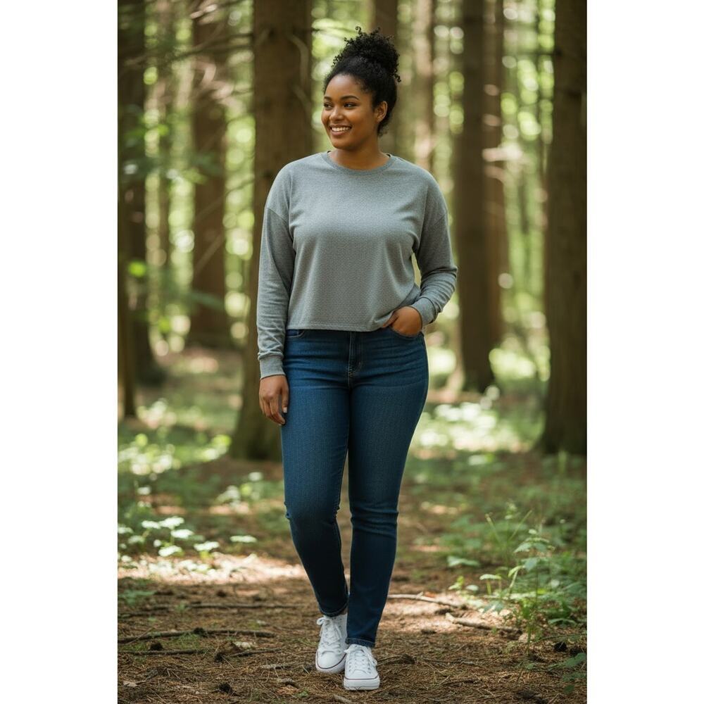 Eddie Bauer Women’s Surreal Travel Long Sleeve Gray Crew Shirt NWT 2X